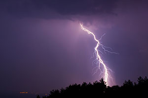 Lightning in sky creating storm damage on the ground